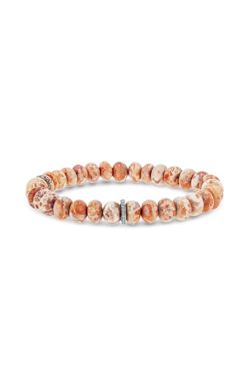 Sheryl Lowe Mexican Fire Opal 8mm Bead Bracelet With Diamond Rondelle