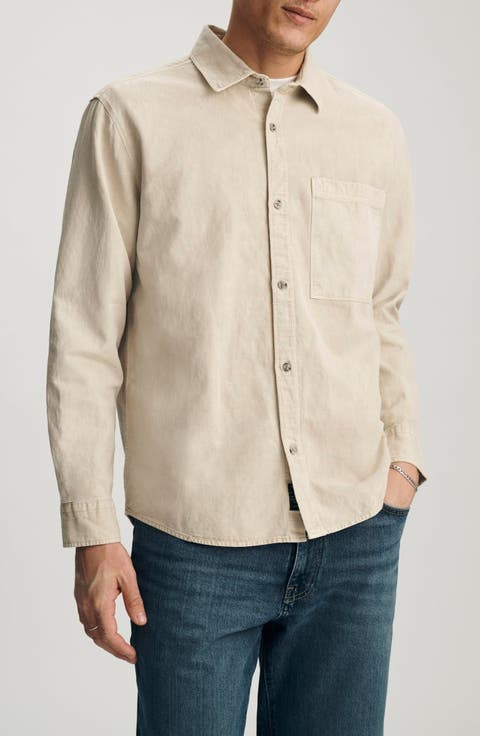 Cotton Blend Button-Up Shirt