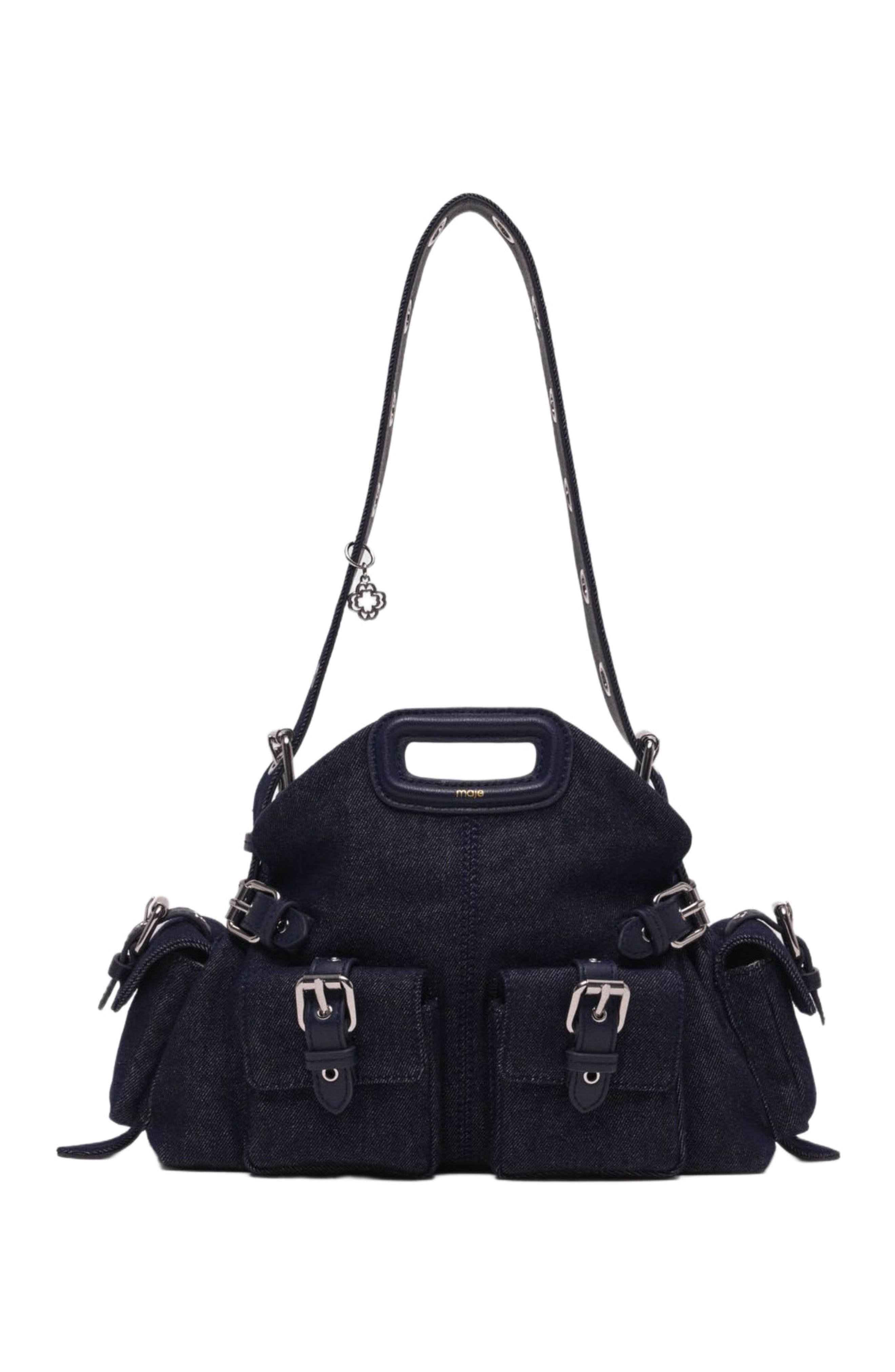 maje Miss M pockets denim bag, Alternate, color, Navy