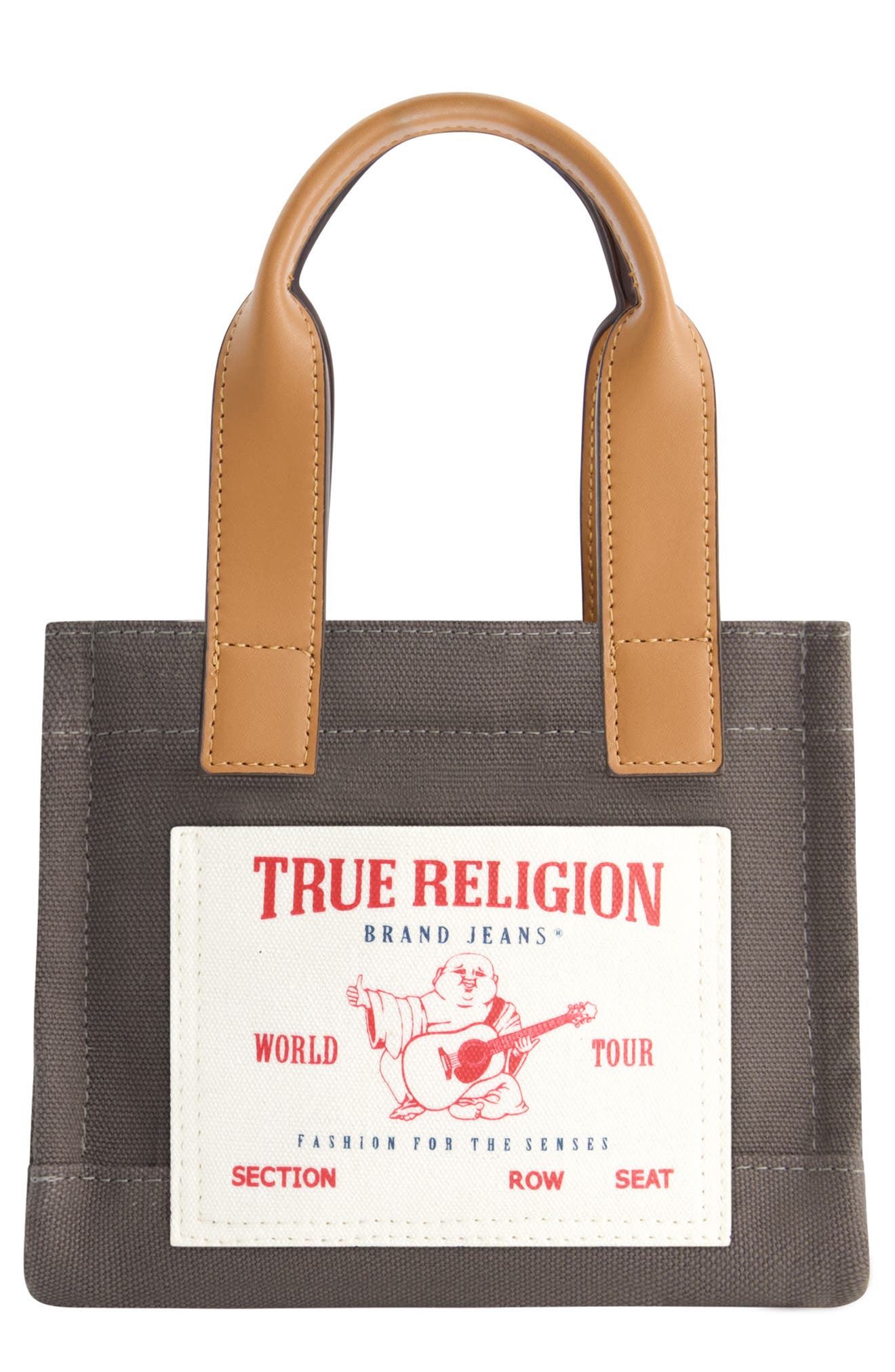 True Religion Twill Mini Tote Bag, Main, color, Grey