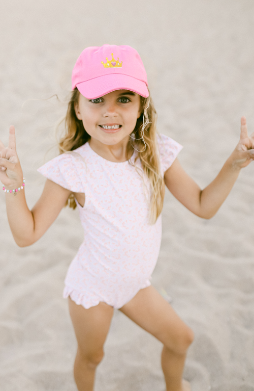 Bits & Bows Princess Crown Twill Bow Baseball Hat In Pink