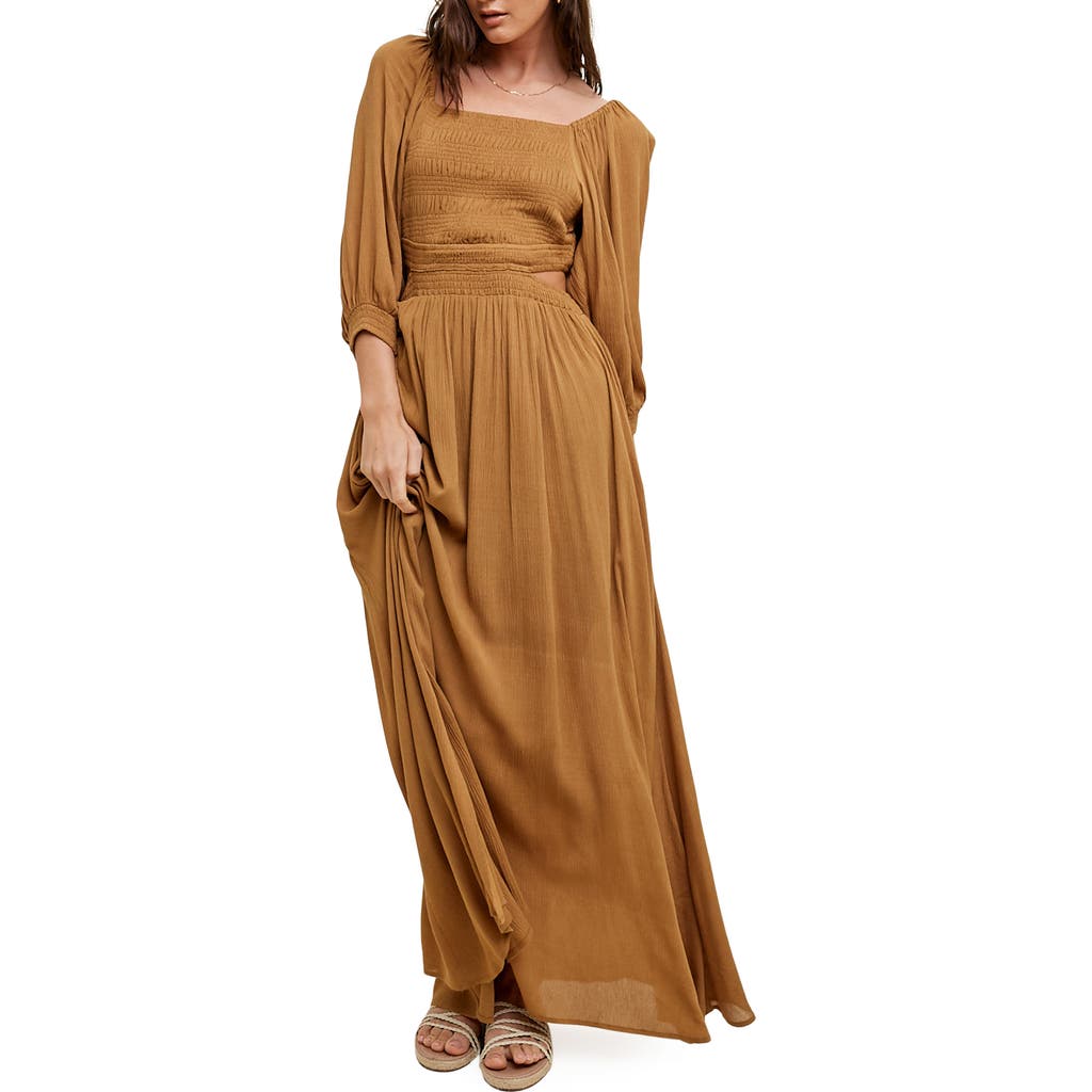 WISHLIST WISHLIST BALLOON SLEEVE CUTOUT MAXI DRESS