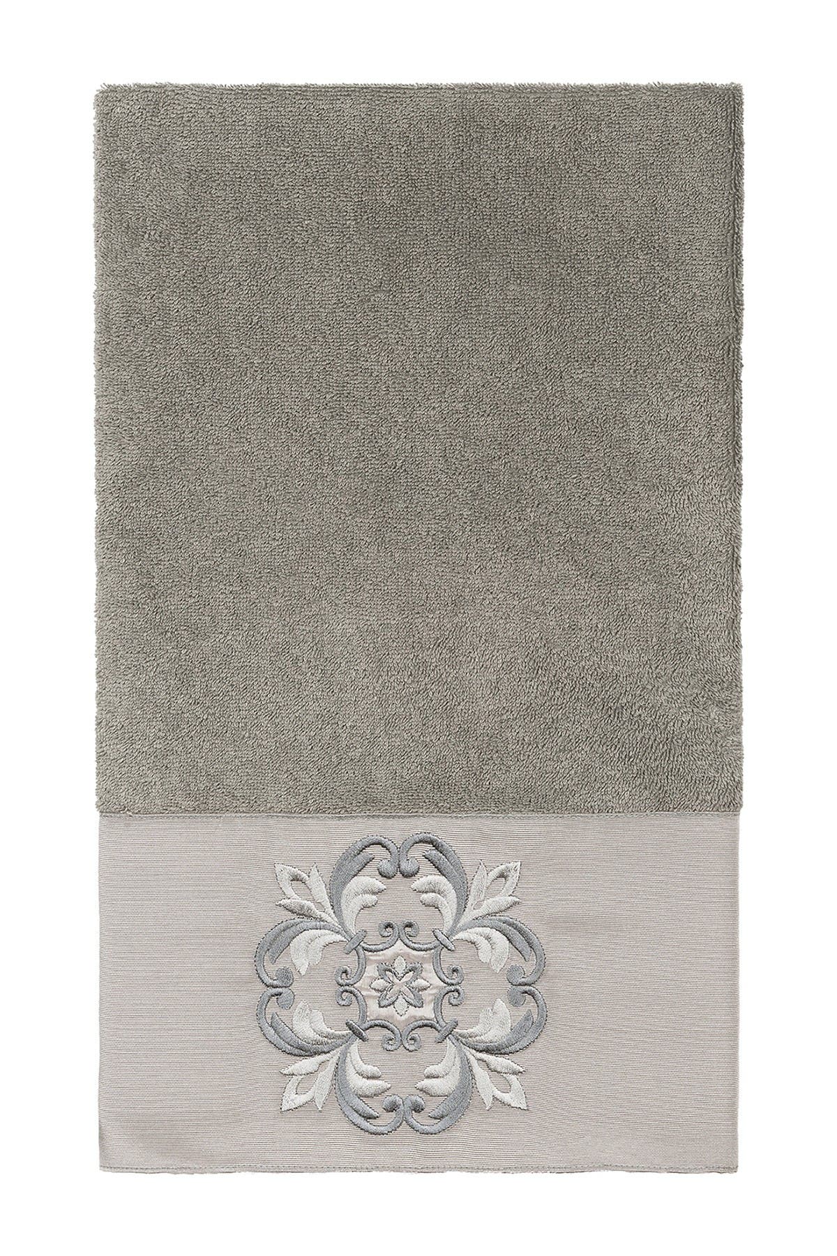 Linum Home Textiles Alyssa Embellished Bath Towel - Dark Gray