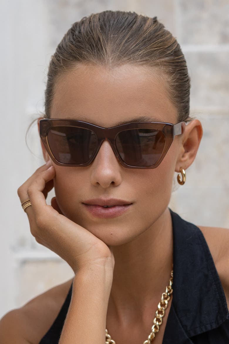 Gia Cat Eye Sunglasses, Alternate, color, Brown