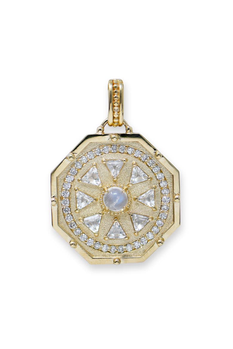 Aztec Octagon Deco Medallion, Main, color, 14K YELLOW GOLD/ DIAMOND