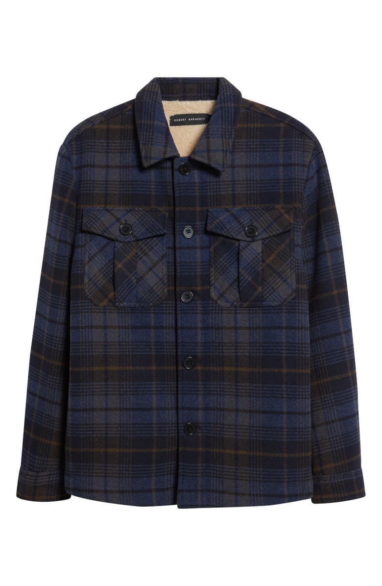 Robert Barakett Kaden Plaid Overshirt, Alternate, color, Navy