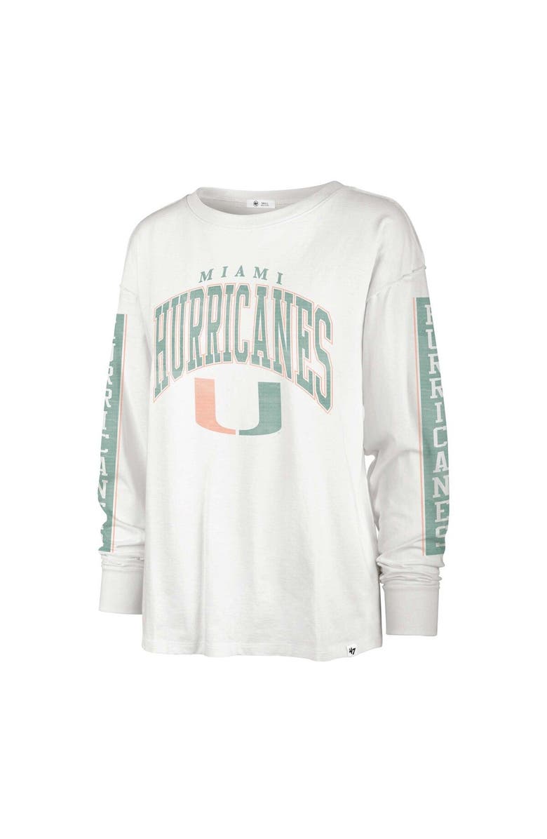 '47 Women's '47 Cream Miami Hurricanes Statement SOA 3-Hit Long Sleeve T-Shirt, Alternate, color, 
