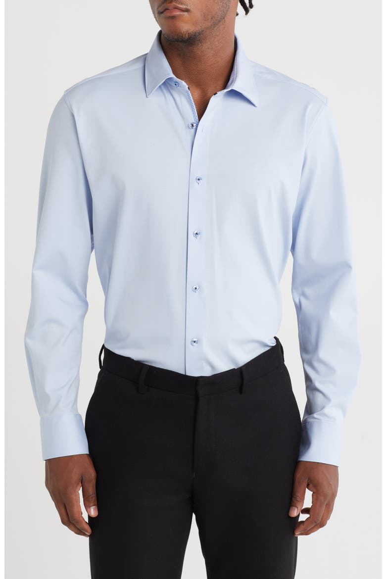 Tailored Fit Solid Cotton Dress Shirt, Main, color, LIGHT BLUE