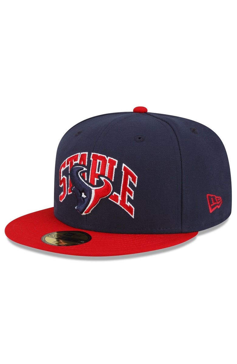 New Era x Staple Men's New Era Navy/Red Houston Texans NFL x Staple Collection 59FIFTY Fitted Hat, Alternate, color,