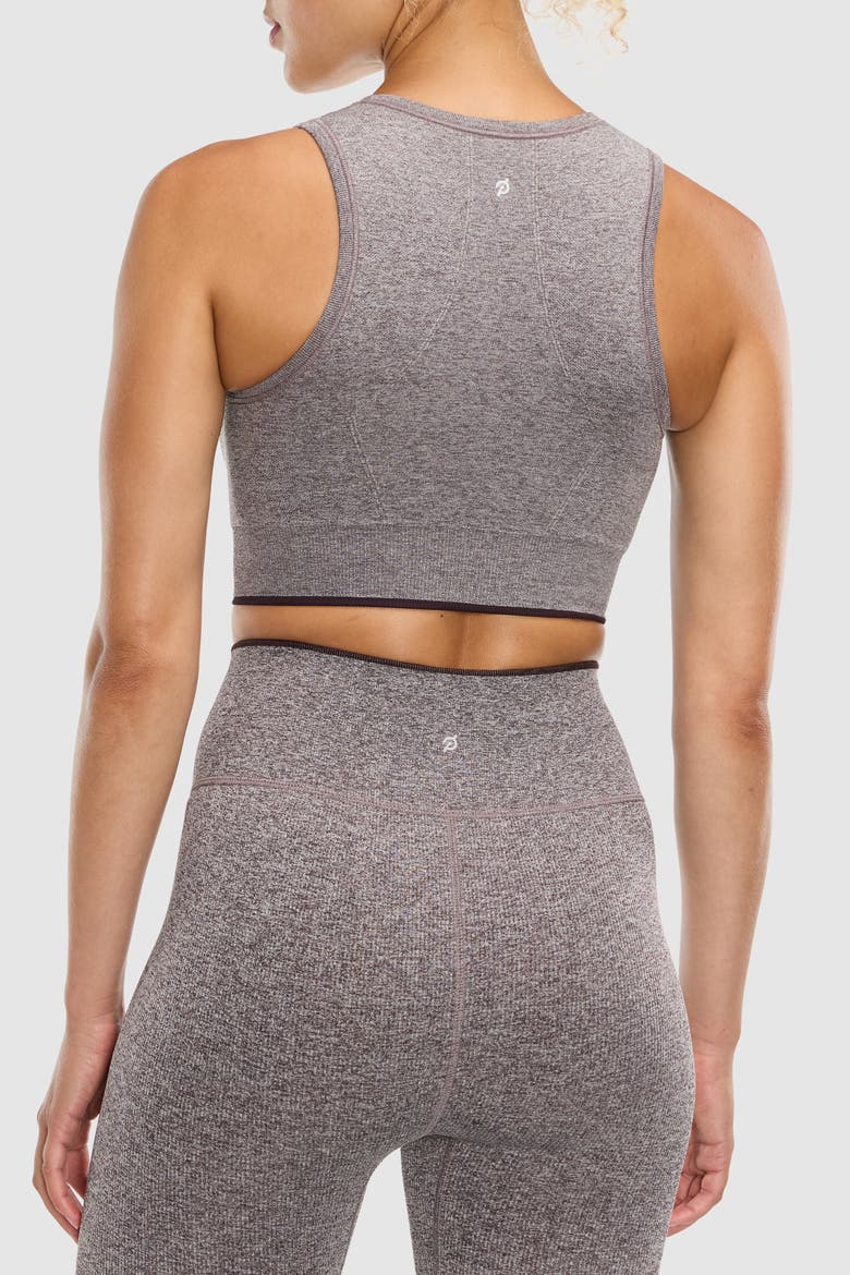 Seamless Melange High Neck Bra, Alternate, color, Cocoa