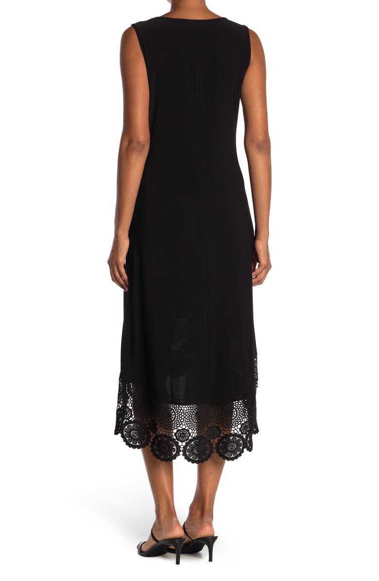 Nina Leonard V-Neck Sleeveless Lace Hem High/Low Dress, Alternate, color, Black