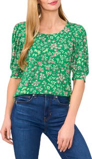 CeCe Floral Print Puff Sleeve Top