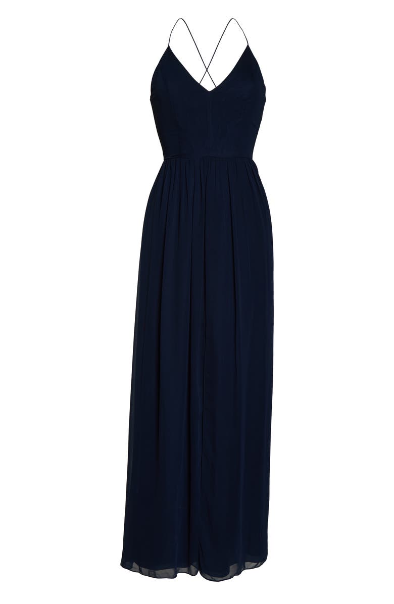 Dessy Collection Spaghetti Strap Chiffon A-Line Gown, Alternate, color,