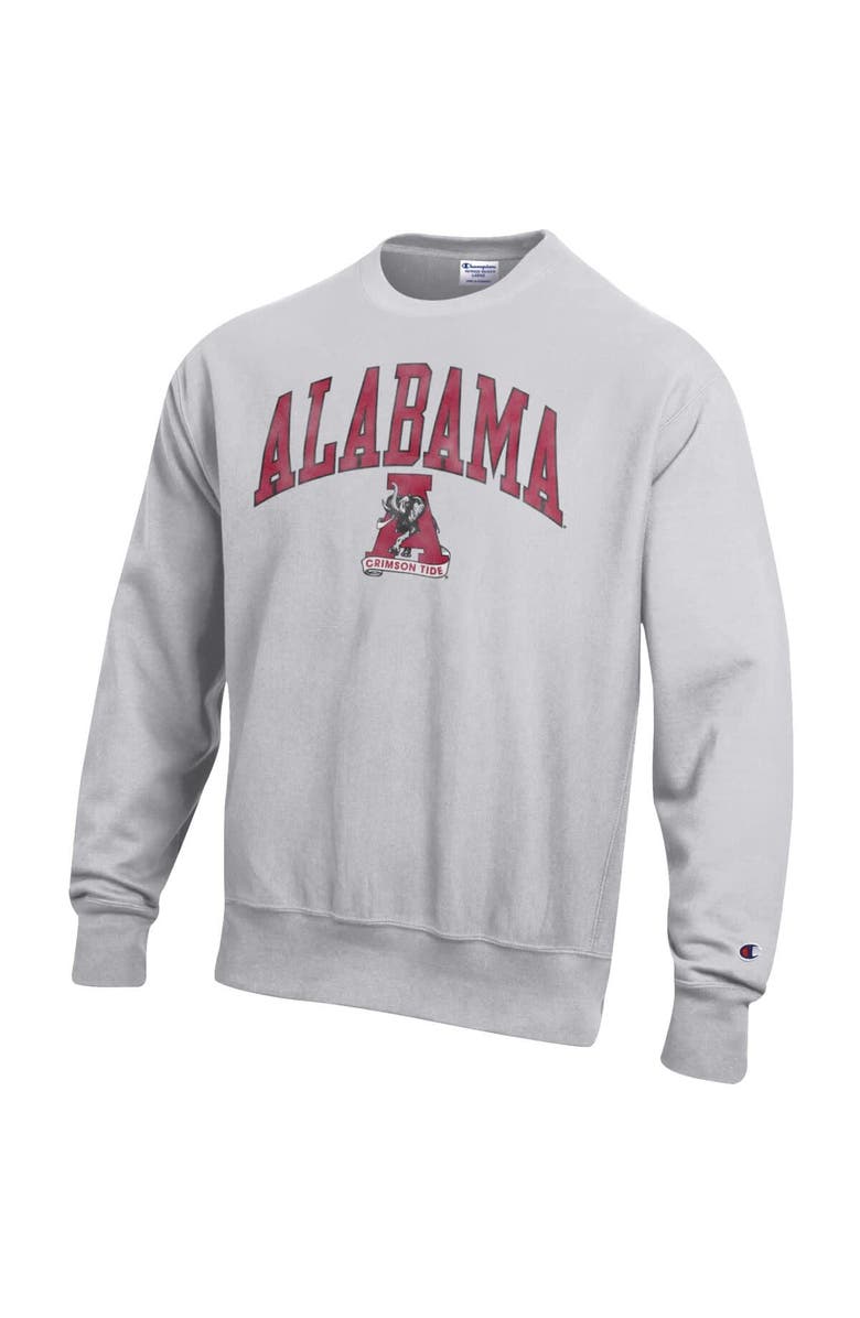 Champion Men's Champion Gray Alabama Crimson Tide Distressed Arch Over Logo Reverse Weave Crew Neck Sweatshirt, Alternate, color, Gray