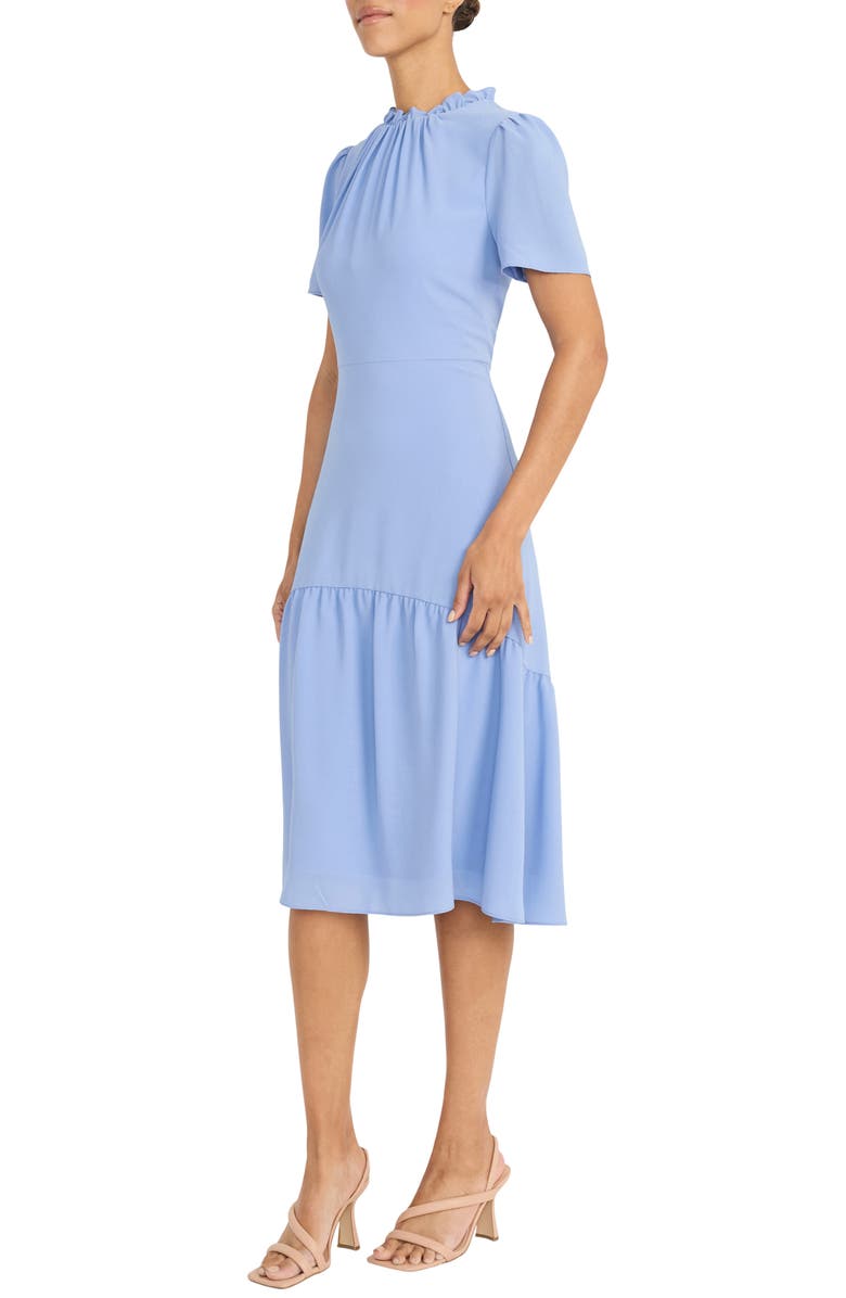 Maggy London Short Sleeve Ruffle Midi Dress, Alternate, color, Hydrangea