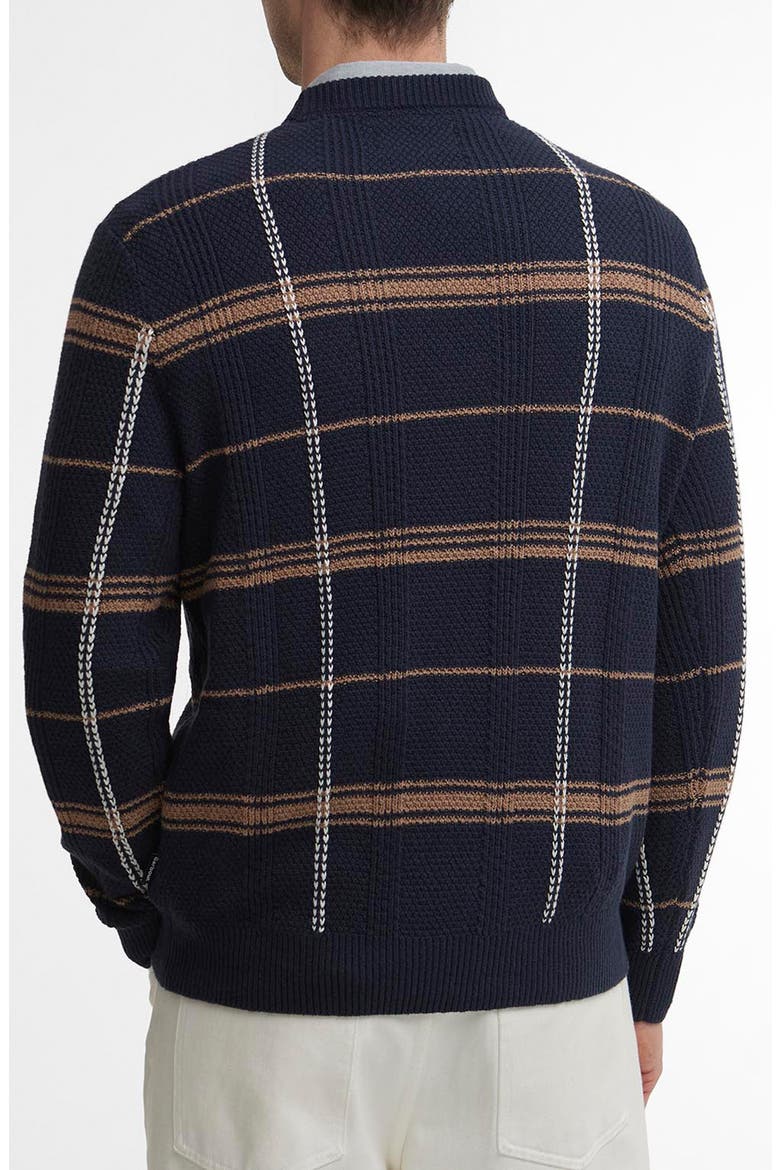 Fasey Cable Tartan Crewneck Sweater, Alternate, color, NAVY