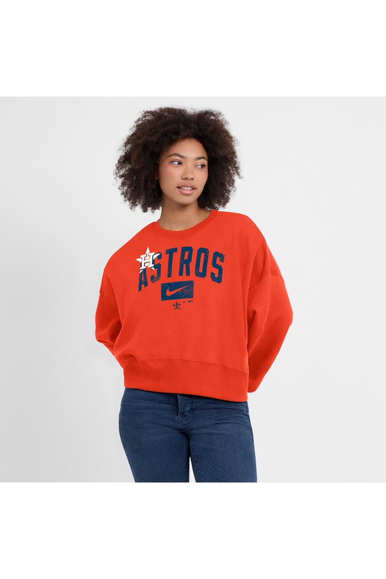 Women's Nike Orange Houston Astros Oversized Long Sleeve Cropped Sweatshirt, Alternate, color, Orange