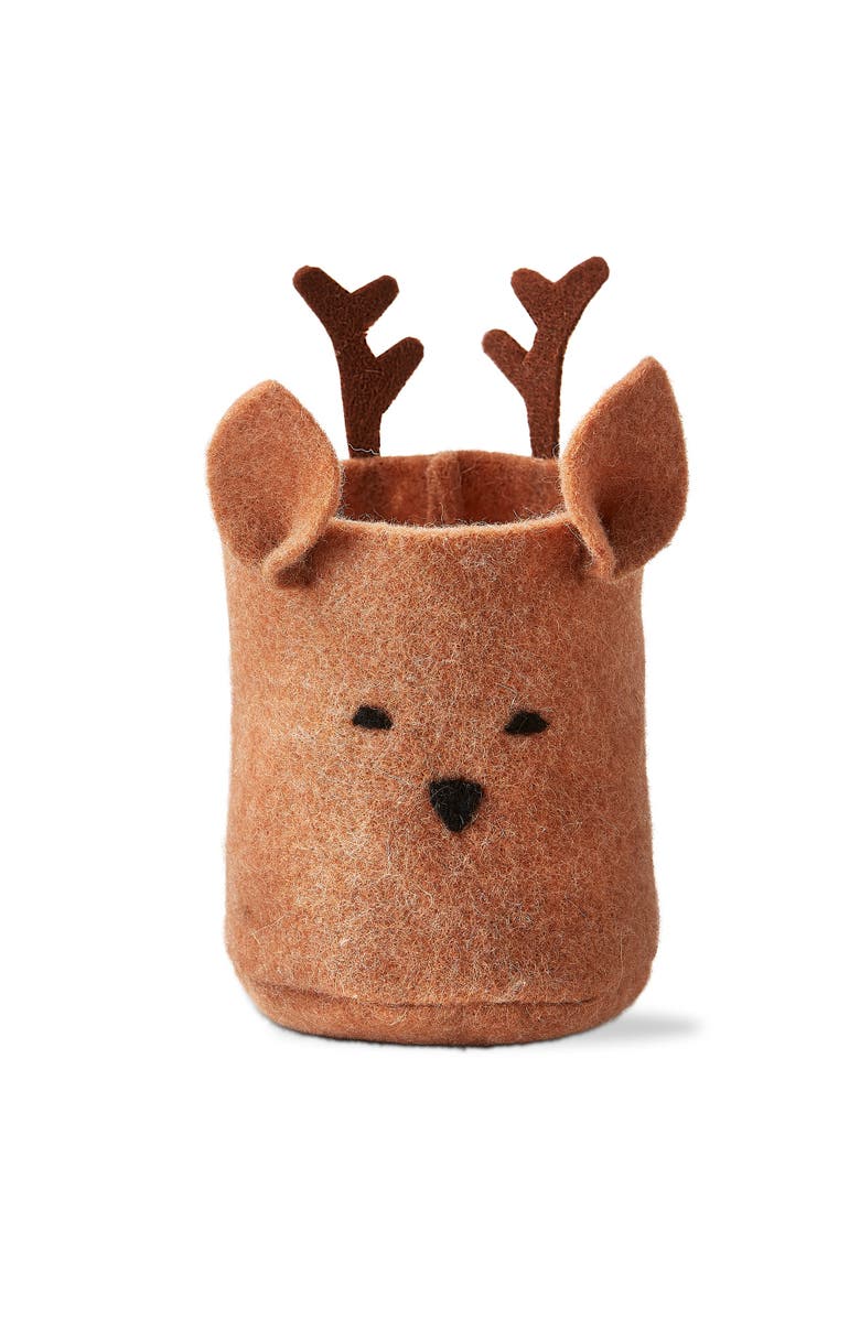 tag Reindeer Bin Decor Decorative Animal Figurines Holiday, Main, color, Brown