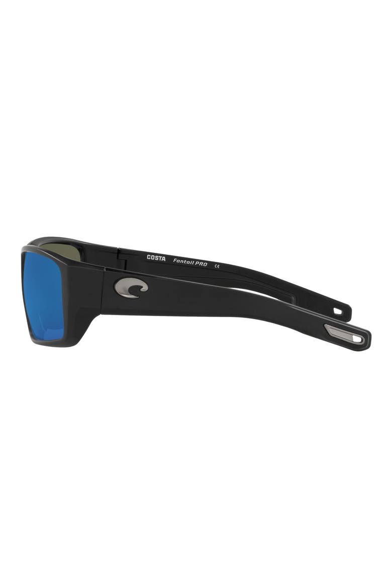60mm Polarized Rectangular Sunglasses, Alternate, color, MATTE BLACK/ BLUE MIRRORED