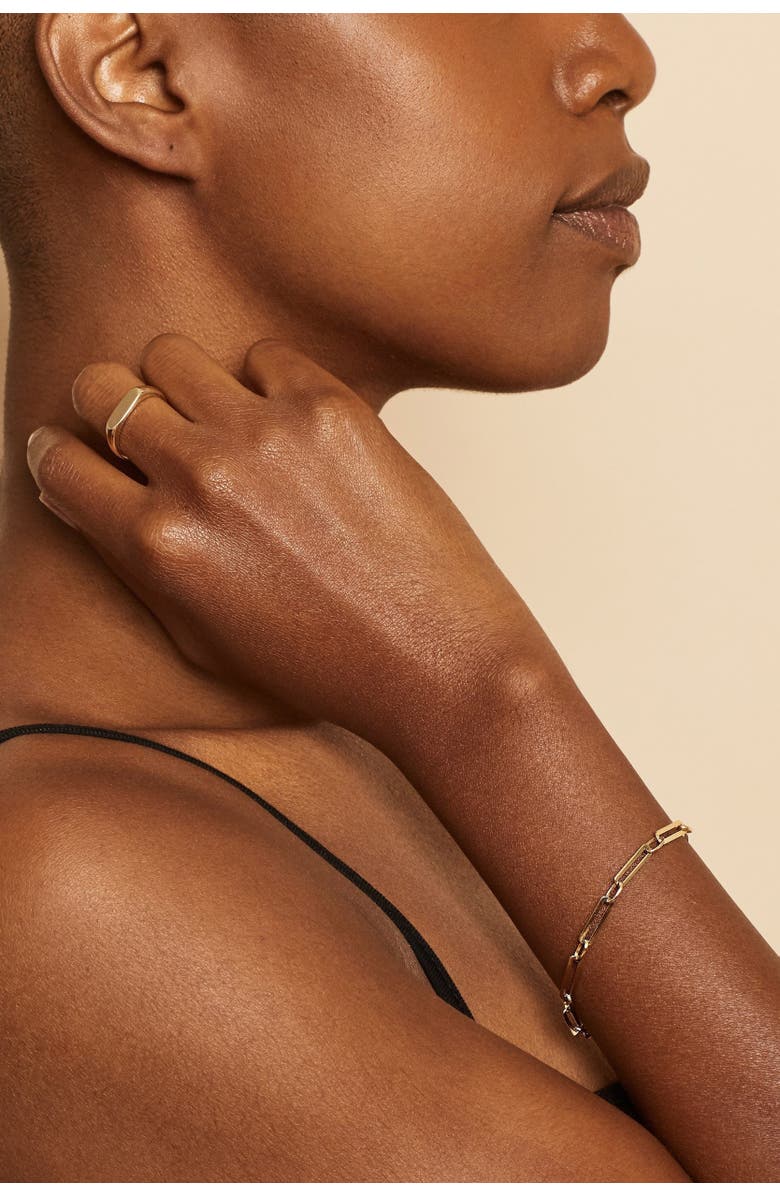 Oradina 14K Yellow Gold Venice Alternating Link Bracelet, Alternate, color, Yellow Gold