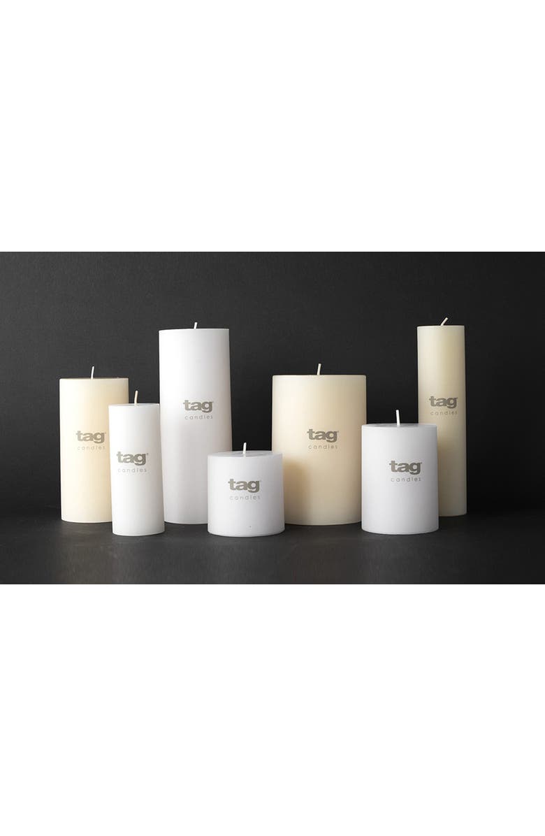 tag Chapel White Pillar Candle Unscented Long Burning Set of 3, Alternate, color, White