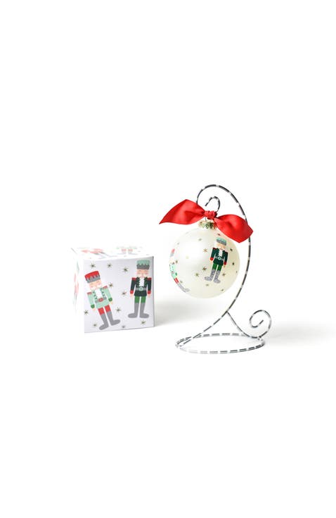 Nutcracker Glass Ornament with Stand