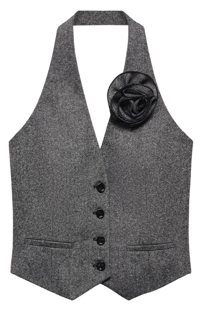 MANGO Rosette Wool Blend Halter Suit Vest, Alternate, color,
