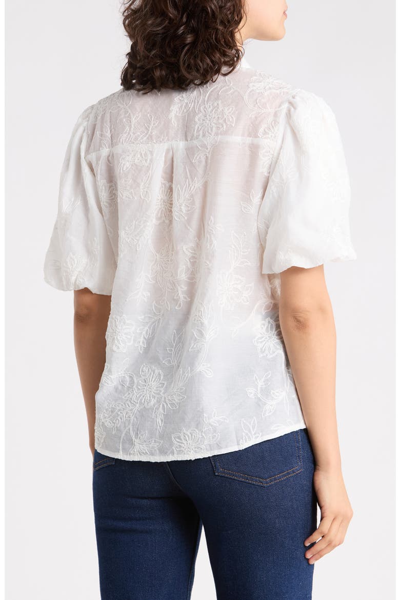 Bubble Sleeve Button Front Shirt, Alternate, color, WHITE