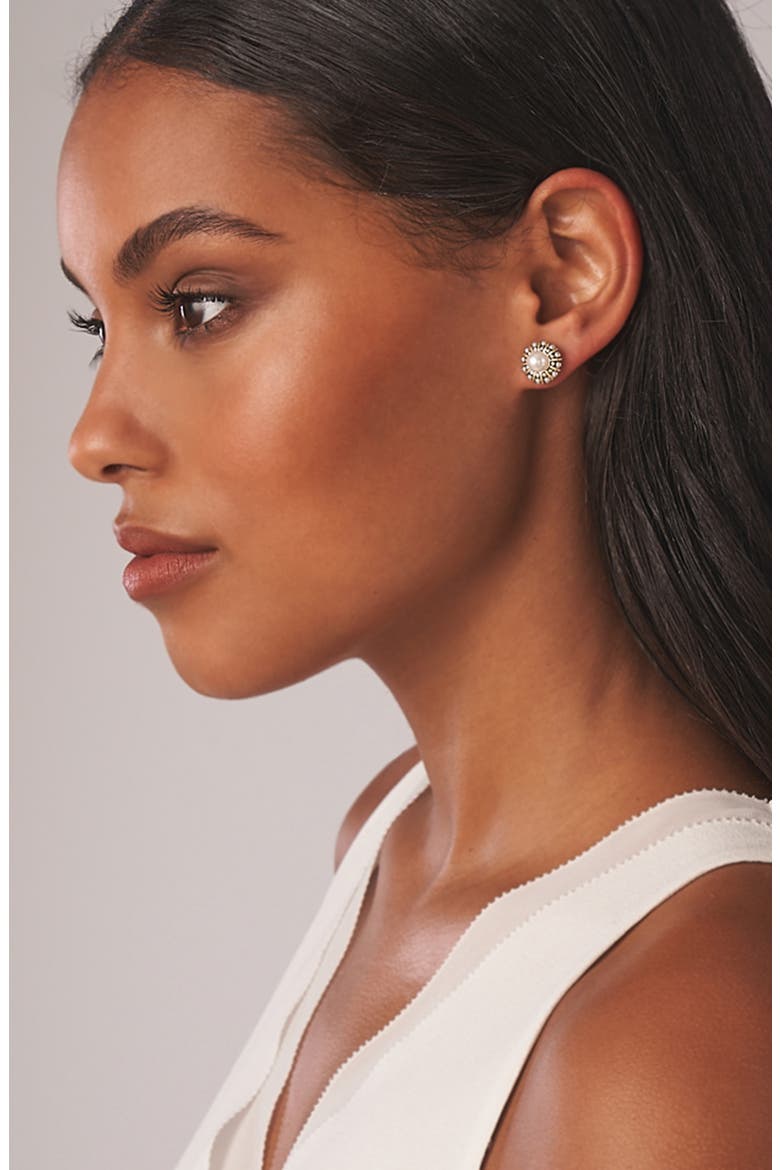 Luna Cultured Pearl Stud Earrings, Alternate, color, PEARL