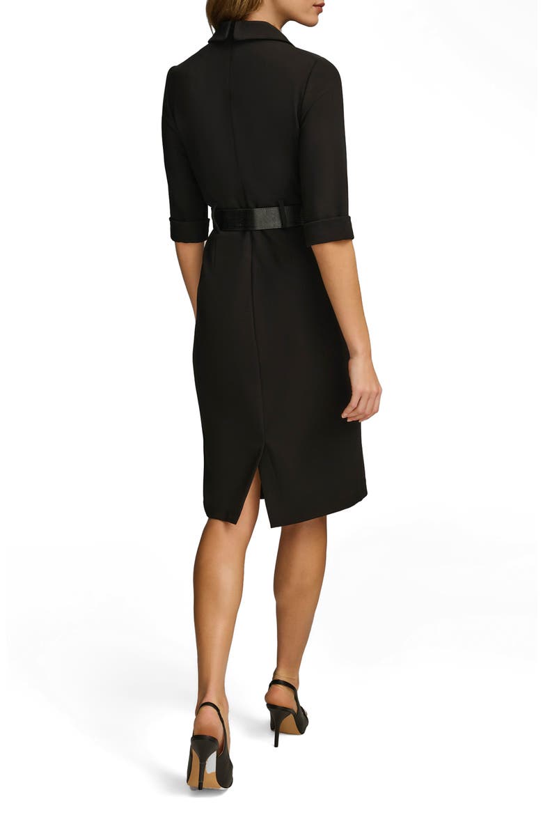 Belted Faux Wrap Sheath Dress, Alternate, color, BLACK