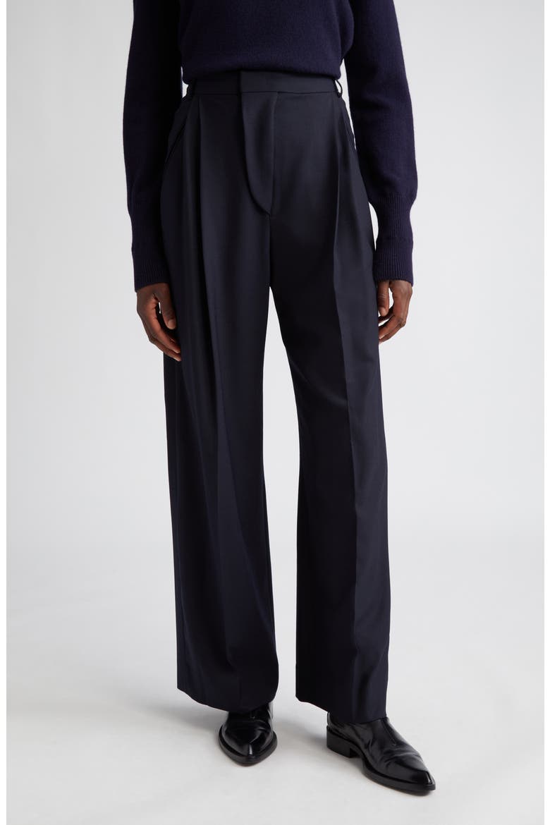 Pleated Wide Leg Trousers, Main, color, MIDNIGHT