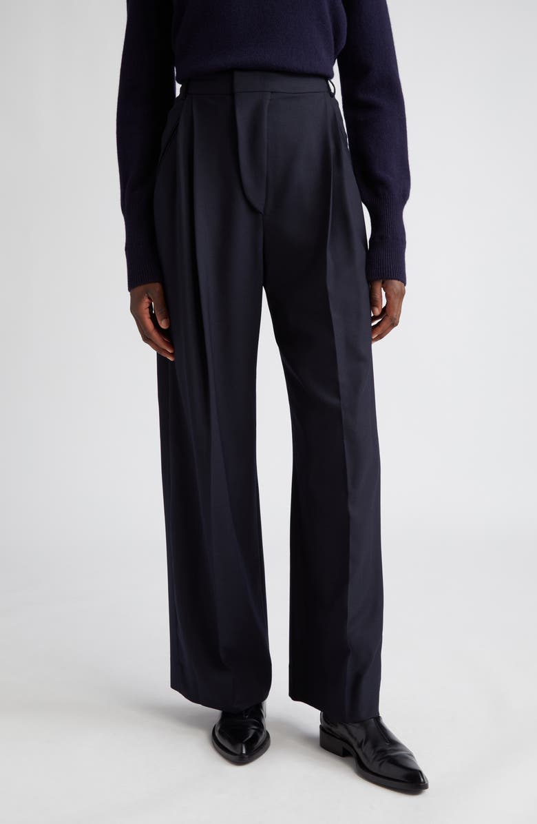 Victoria Beckham Pleated Wide Leg Trousers, Main, color, 