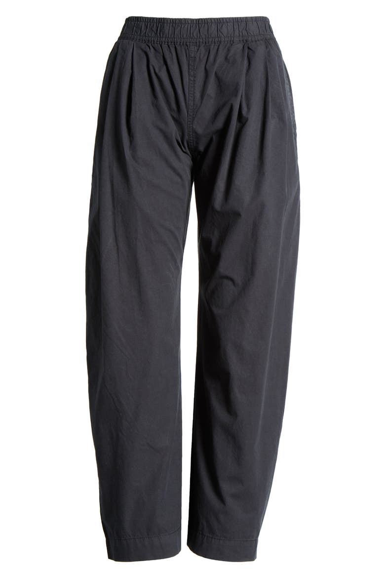 Kyra Pull-On Poplin Barrel Pants, Alternate, color, BLACK