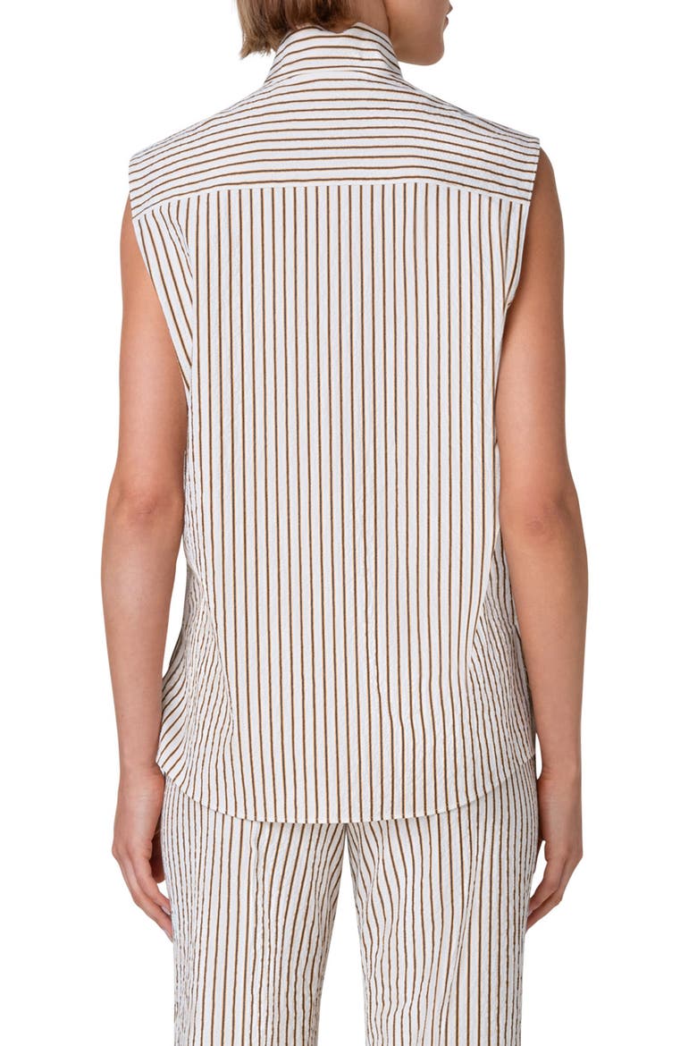 Boxy Stripe Sleeveless Half Zip Top, Alternate, color, CREAM-SUN-BLACK