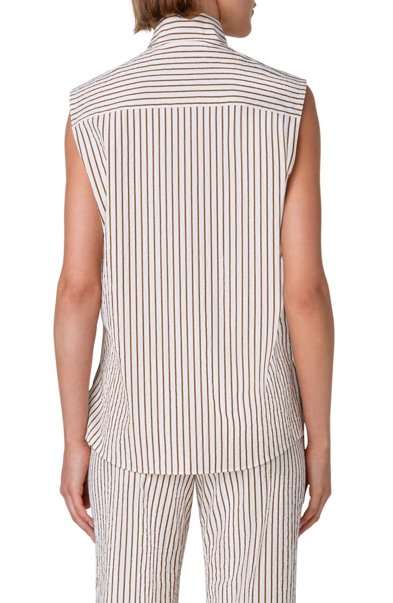Akris punto Boxy Stripe Sleeveless Half Zip Top, Alternate, color,