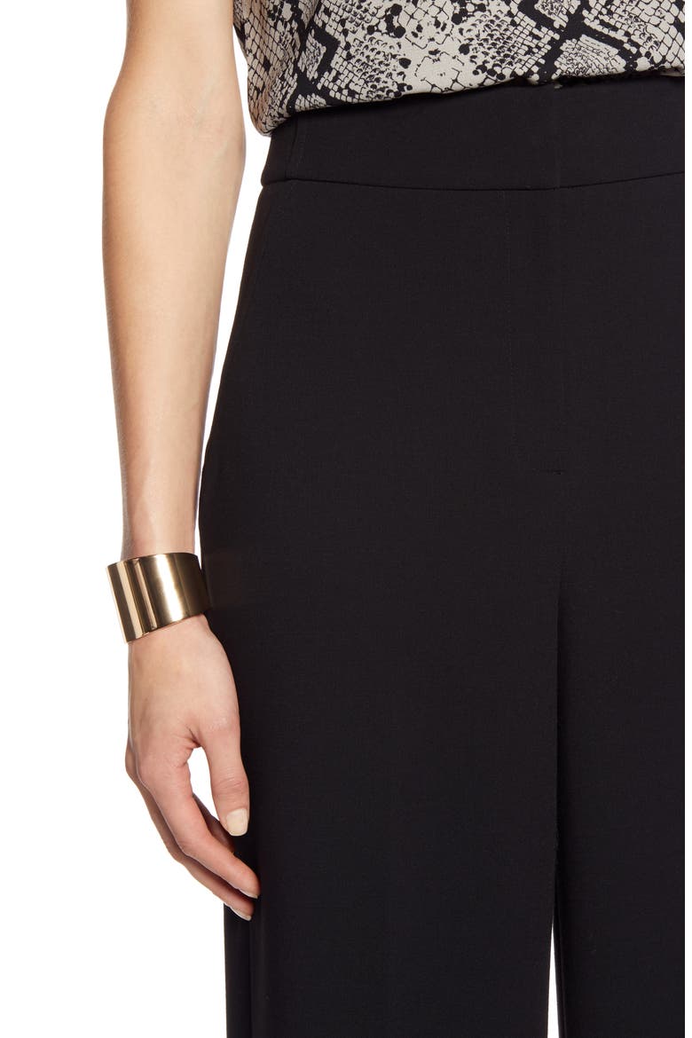 High Waist Wide Leg Stretch Twill Pants, Alternate, color, BLACK