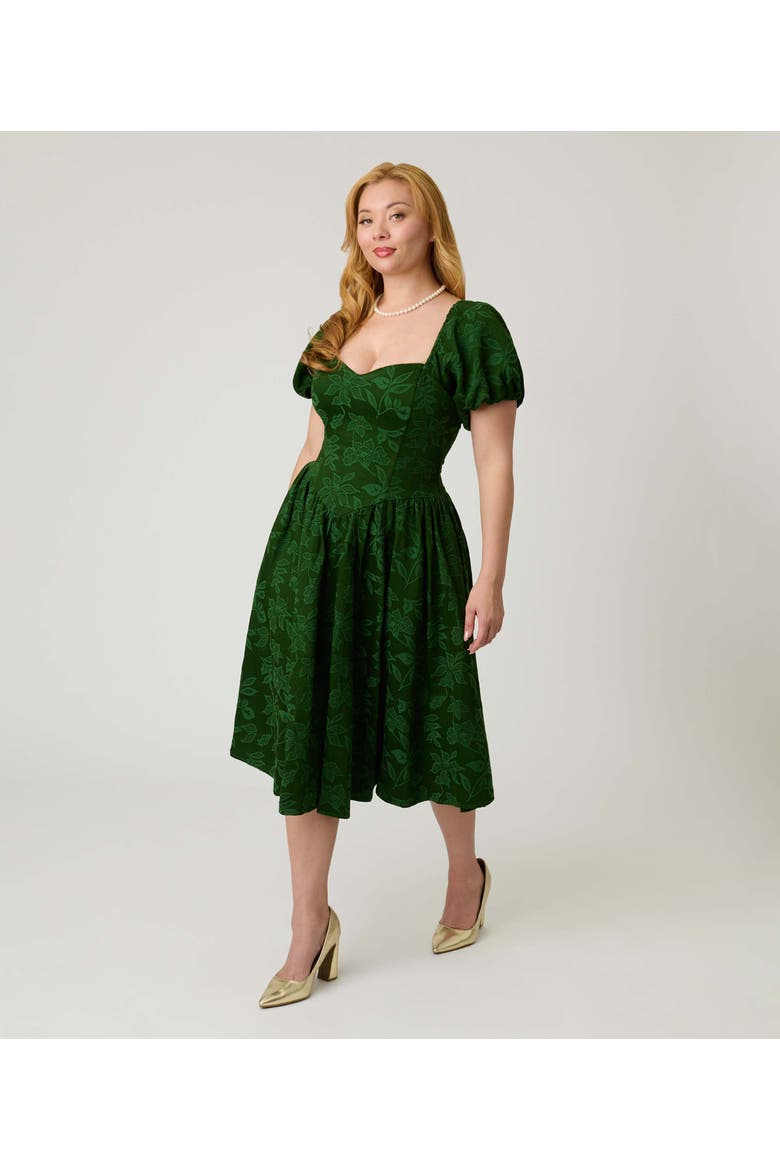 Puff Sleeve Swing Dress, Alternate, color, Green Floral