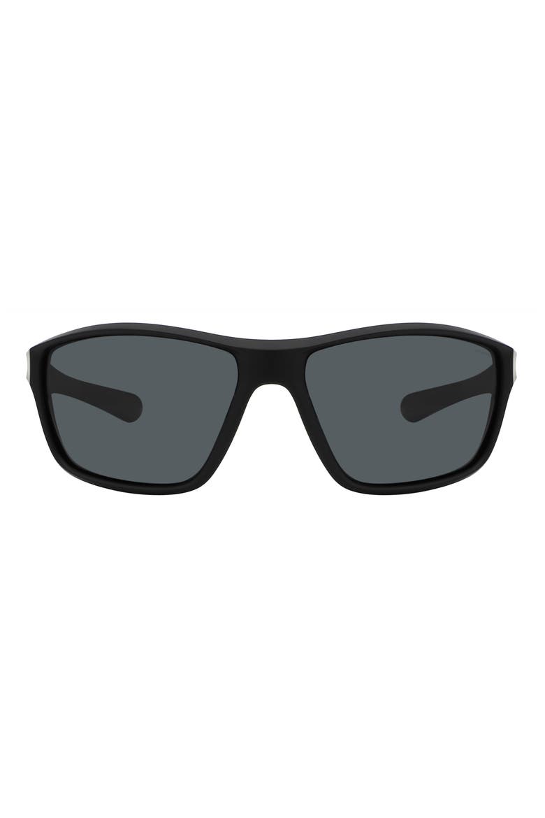 63mm Polarized Rectangular Sunglasses, Main, color, MATTE BLACK