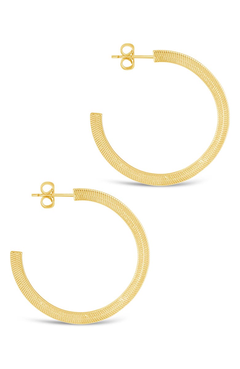 Sterling Forever 14K Gold Plated Herringbone Chain Hoop Earrings, Alternate, color, Gold