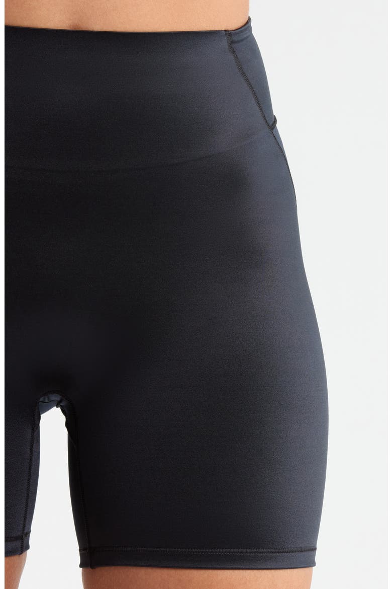 Shine High Waist Biker Shorts, Alternate, color, OBSIDIAN