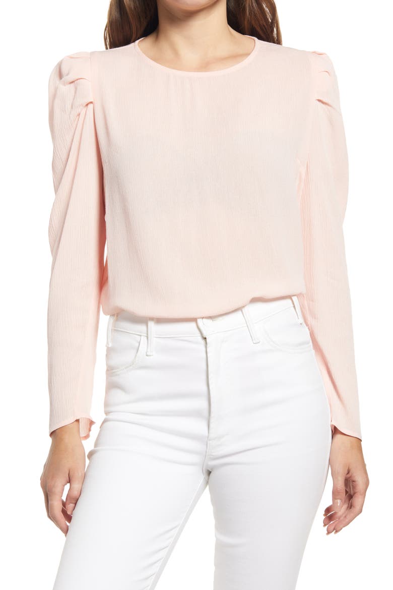 Pleated Sleeve Top, Main, color, BLUSH