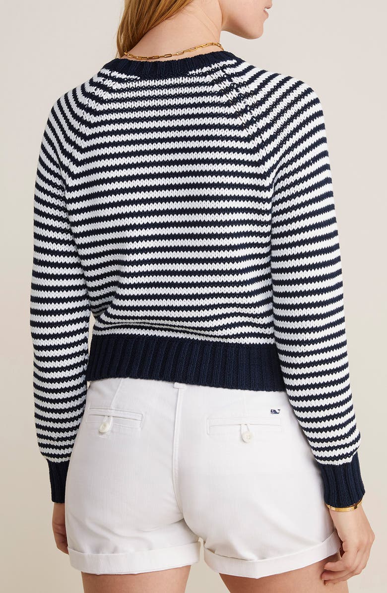 vineyard vines Chunky Cotton Blend Crewneck Sweater, Alternate, color, Babs Stripe - Navy