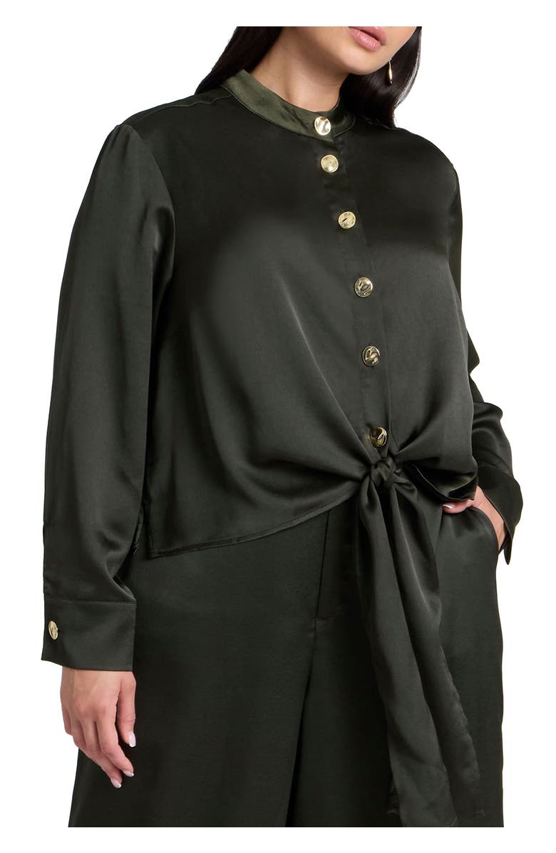 ELOQUII Waist Tie Top, Main, color, Forest Green