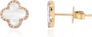 The Lovery Fine Jewelry Mother of Pearl Diamond Clover Stud Earrings