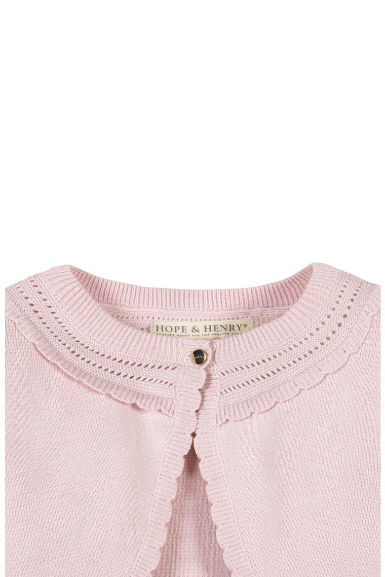 Baby Girls' Organic Cropped Special Cardigan, Infant, Alternate, color, Pale Pink Scallop