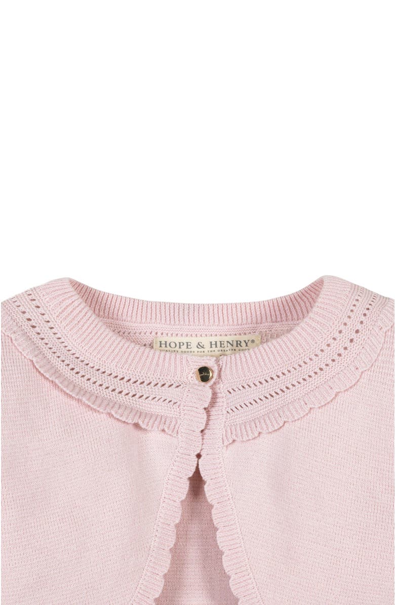 Hope & Henry Baby Girls' Organic Cropped Special Cardigan, Infant, Alternate, color, Pale Pink Scallop