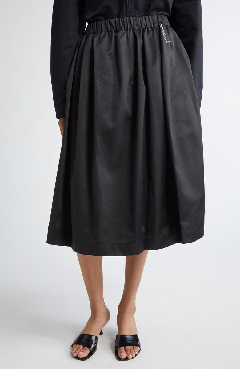 Marni Logo Embroidered Taffeta Midi Skirt, Main, color, 