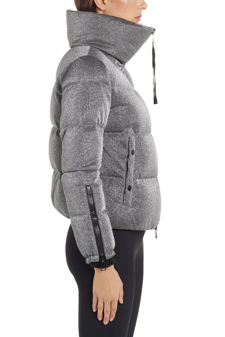 Bandama Glitter Down Puffer Jacket, Alternate, color, SILVER