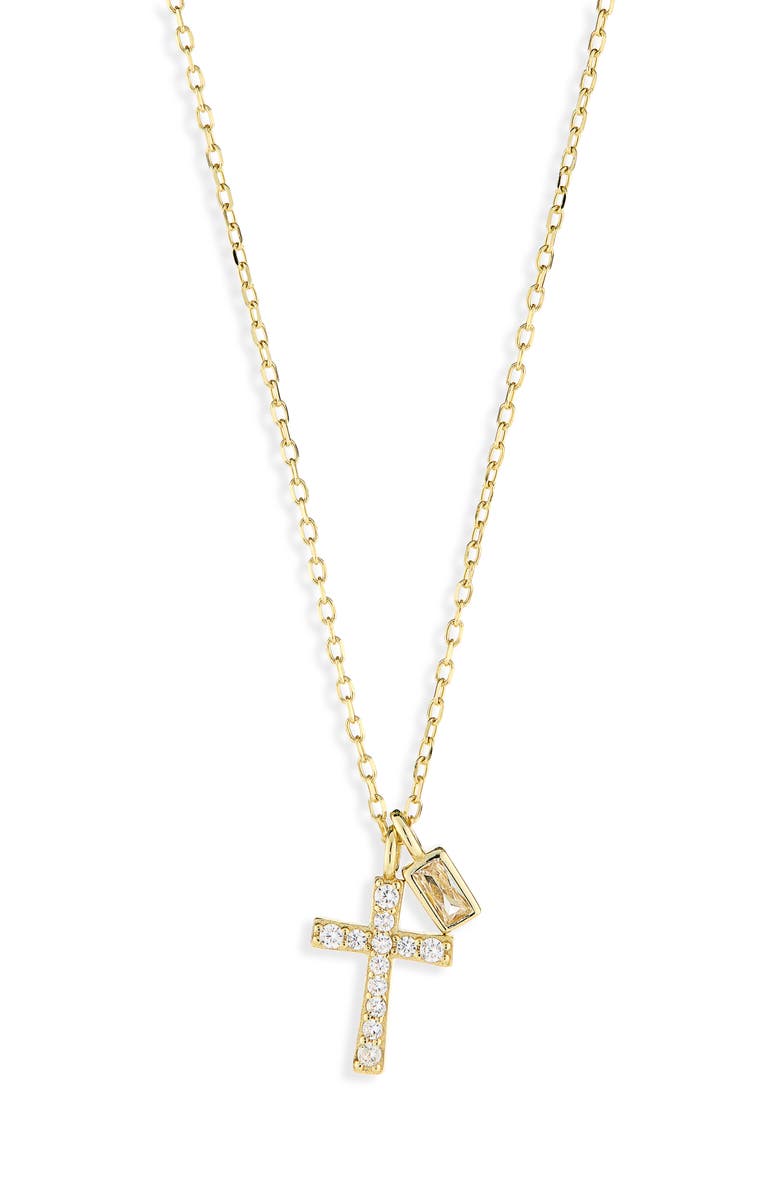 ARGENTO VIVO Cubic Zirconia Cross Pendant Necklace, Main, color, Gold
