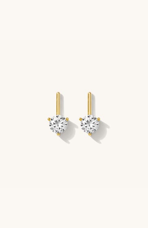 Round Diamond Bar Earrings